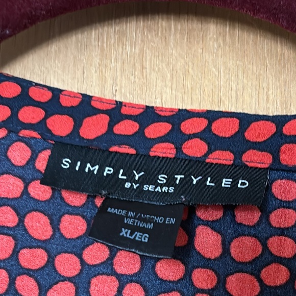 Simply Styled by‎ Sears black and red pebble design button blouse sz xl - Picture 2 of 4